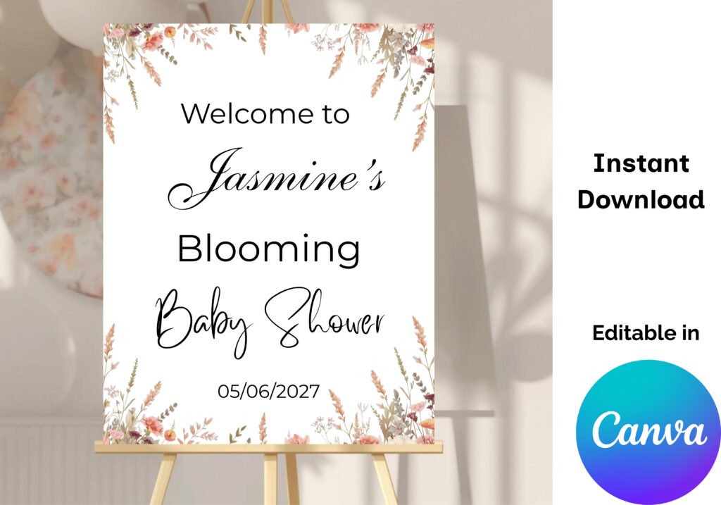 Wildflower Baby Shower Welcome Sign, Blooming Baby Shower, baby shower ...